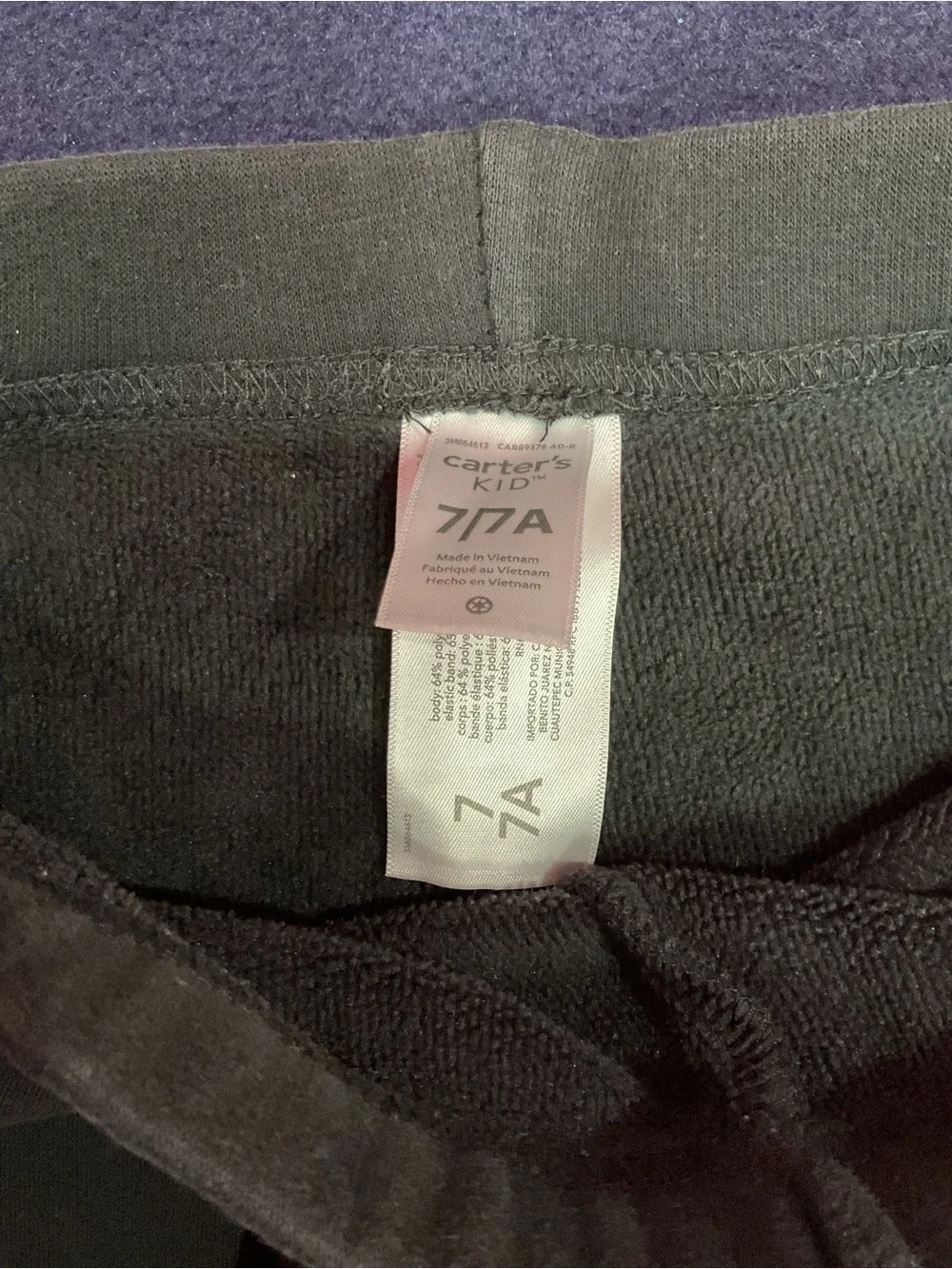 Carter's Girls Black Fleece Leggings Size 7